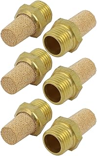 uxcell 6 Pcs 1/4 inches PT Male Thread Gold Tone Pneumatic Exhaust Noise Silencer Muffler