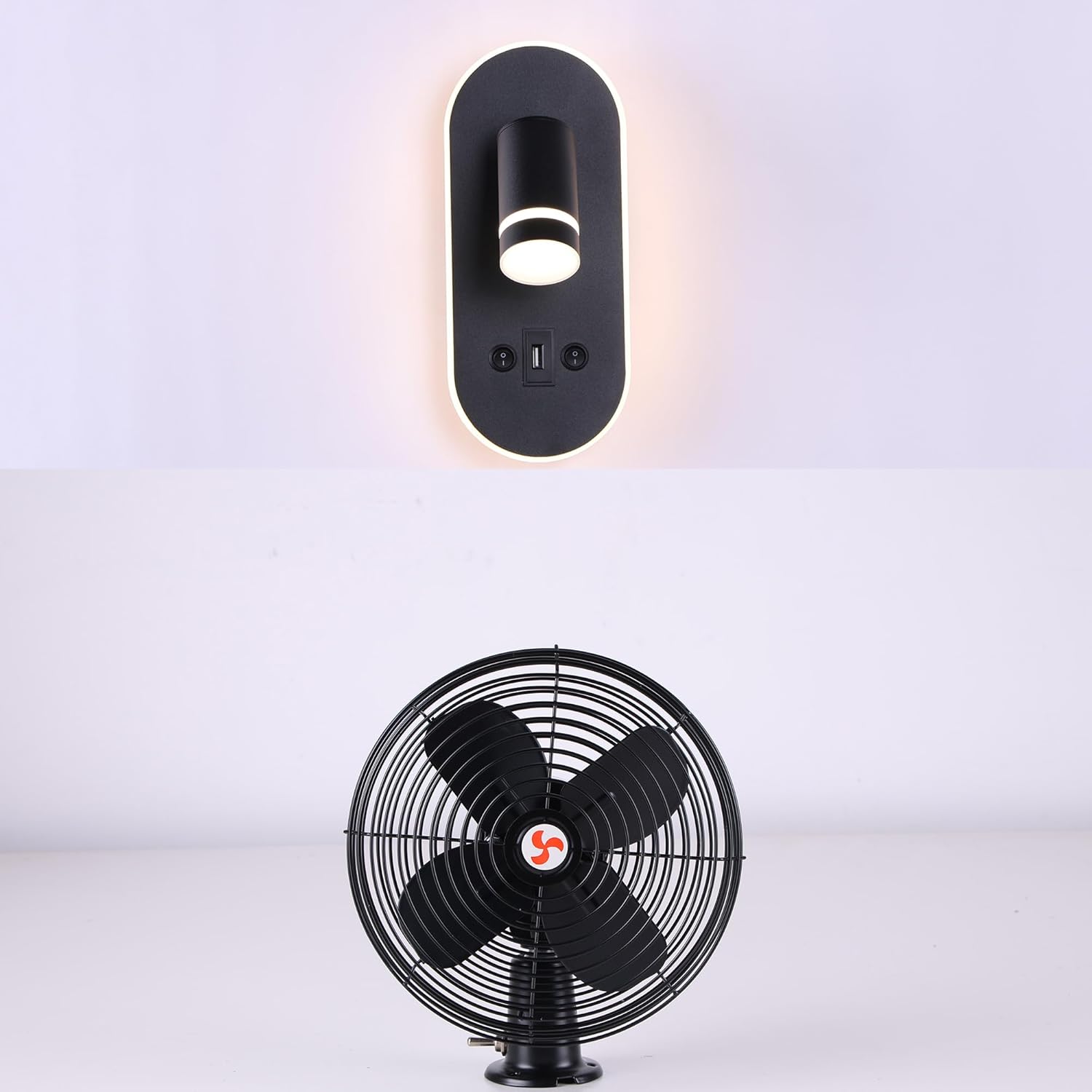 12V LED RV Wall Sconce Light Fixture, 12V Heavy Duty Metal Dash Fan