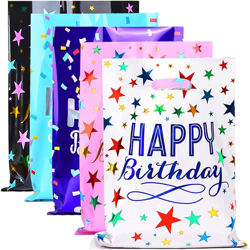 ZGORENDZ 30 Piezas Bolsas de Regalo de Fiesta para Cumpleaños de Niños Bolsas de Regalo de Regalos de Colores Surtidos para Fiesta de Cumpleaños de Niñas y Niños (6,7 * 9,7 pulgadas)