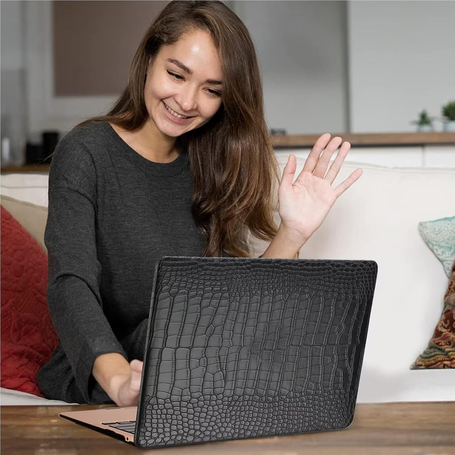 Compatible with MacBook Air 15 inch Case 2026-2023 Release M5 M4 M3 M2 Chip (Model A3448 A3241 A3114 A2941), Classic PU Leather Hard Case with Keyboard Cover & Screen Protector, Black