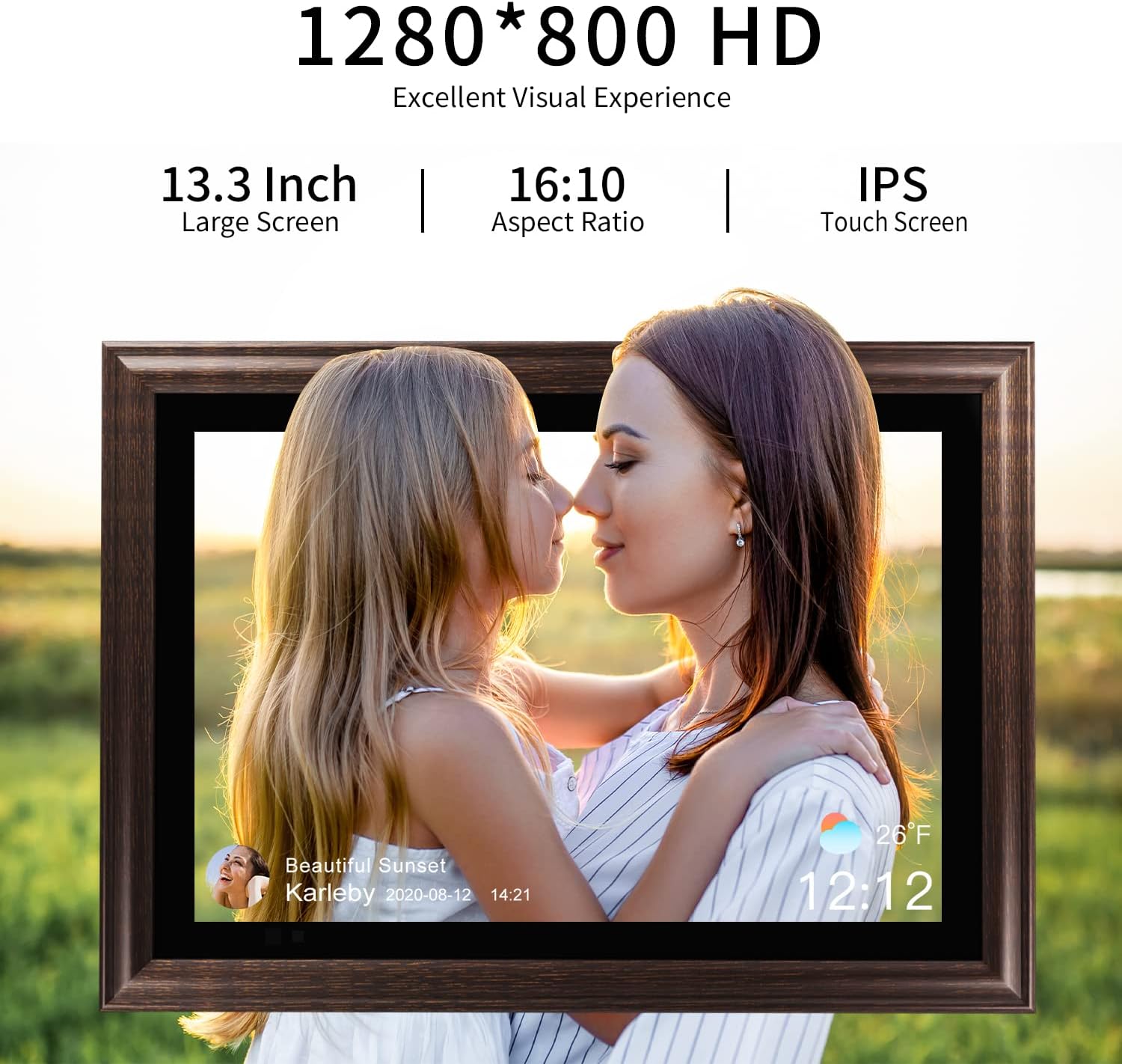Best Cyber Monday 🔥 AEEZO WiFi Digital Picture Frame 13.3 Inch HD Touch Screen Smart Large Photo Frame with Large Storage, Auto-Rotate, Remote Control, Easy Setup to Share Photos and Videos via AiMOR APP