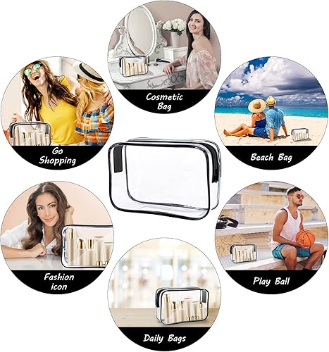 Miniatura 6 de Hestia Goods Bolsa de aseo aprobada por la TSA, 3 piezas, bolsa de maquillaje transparente, impermeable, bolsa de viaje para cosméticos de