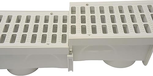 Vista 12 de NDS 864G 5-Inch Pro Series Channel Drain Kit, 5-1/2-Inch X 39-3/8-Inch Deep Profile Channel, Includes Two Gray Plastic Grates, End Caps/Outlet, for