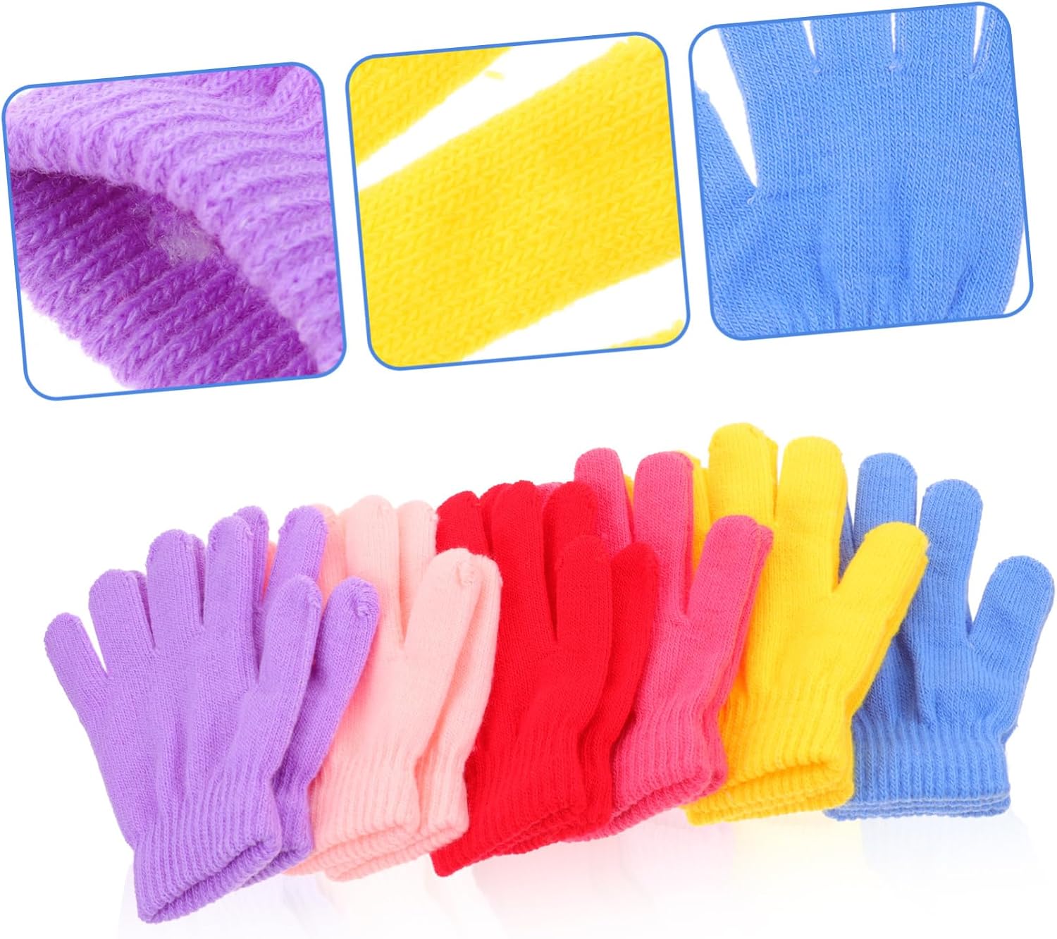 6pairs Thickened Finger Mittens for Boys and Girls Cold Non-Skid Gloves for Outdoor Activities Like Skiing and Snowboarding Multiple Colors