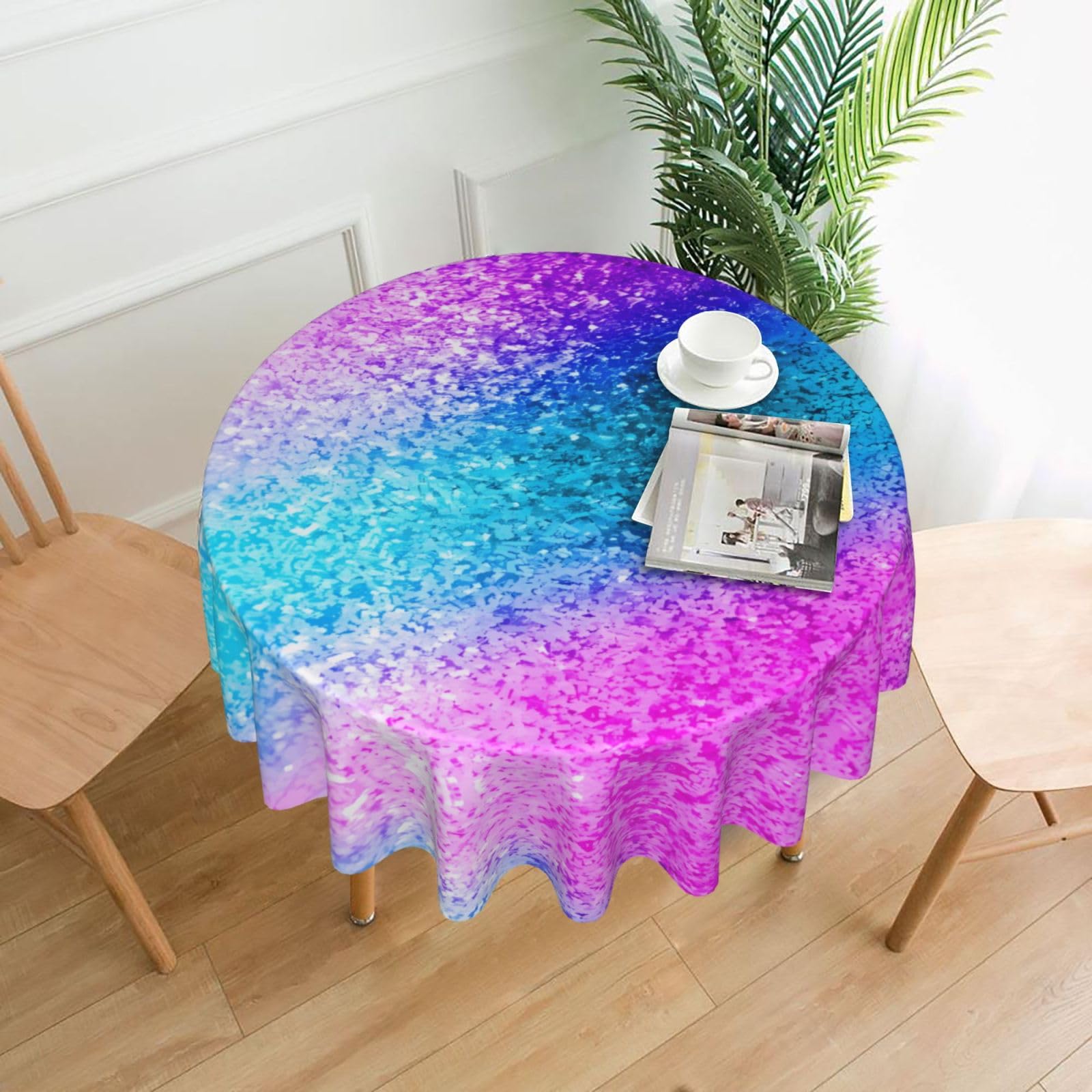 HJFCZH Glitter Sequin Spot Prints Round Decorative Tablecloth 60in - High-Grade Polyester Throw for Dinners, Weddings & Everyday Use