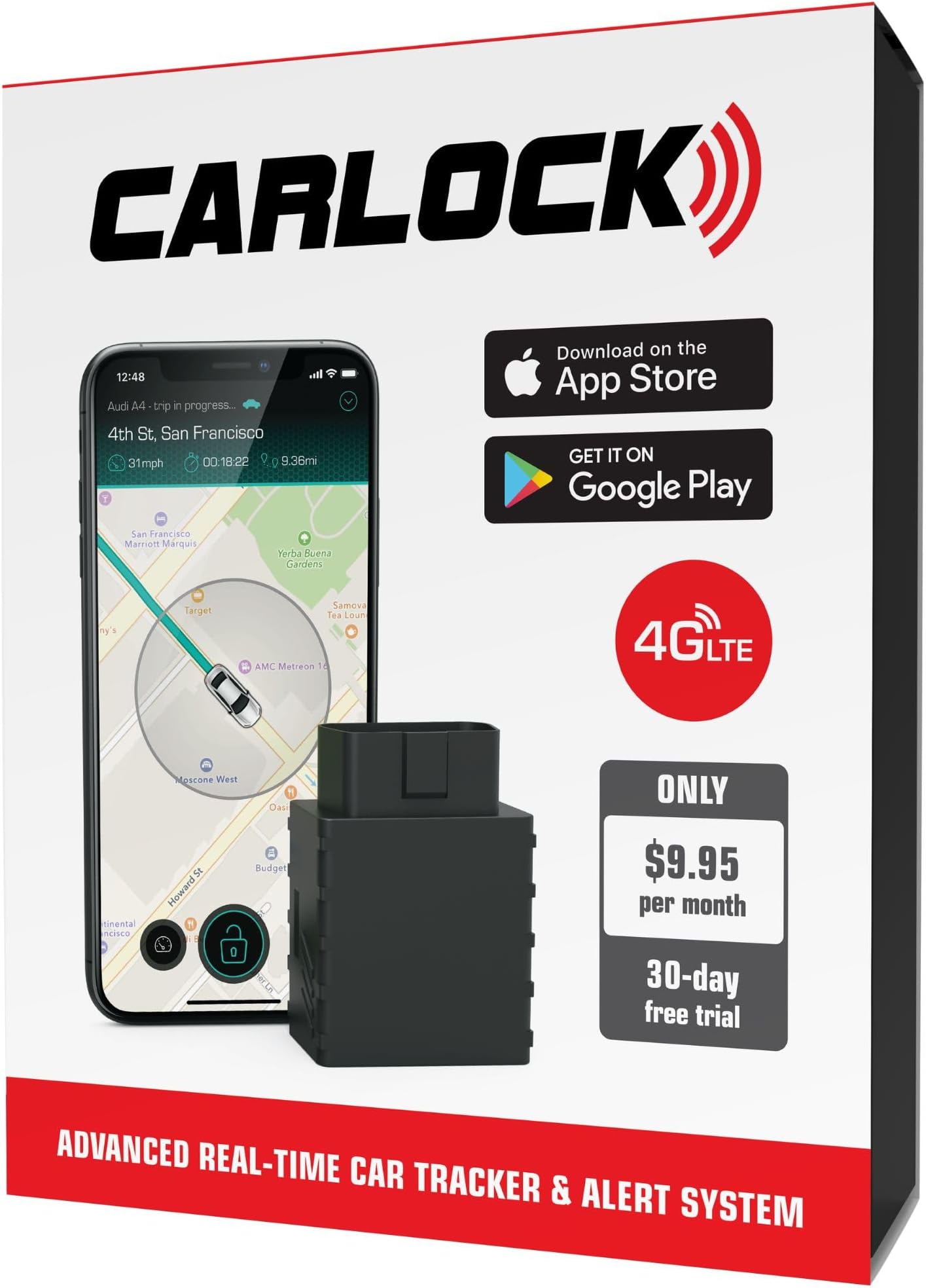 CARLOCK - Advanced Real Time Car Tracker Alert System. Comes with Device Phone App. Easily Tracks Your Car In Real Time Notifies You Immediately of Suspicious Behavior. OBD Plug Play