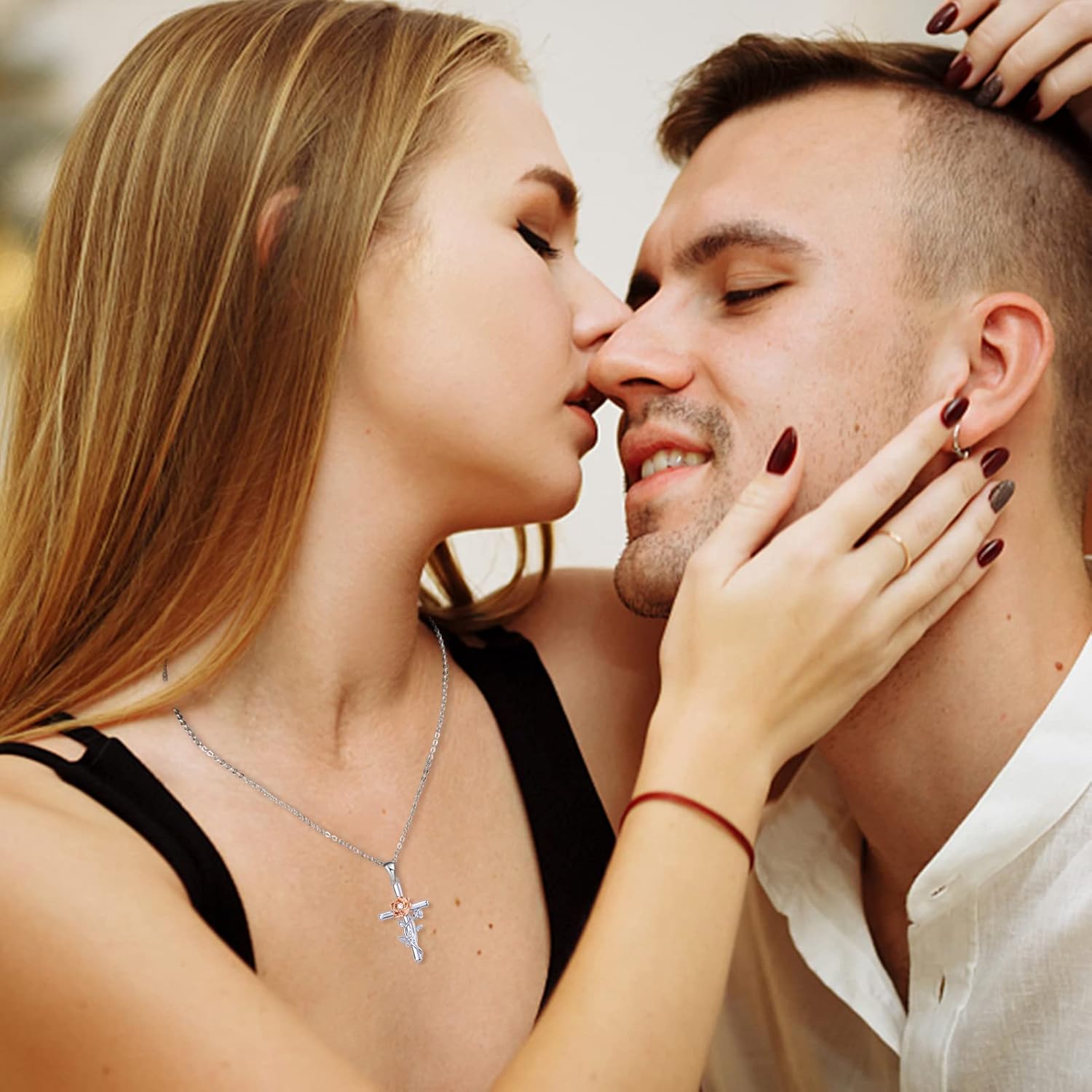 Distance Cross Necklace for Women 925 Sterling Silver Jewelry Pendant Necklace for Mom Wife Gift for Mother's Day or Birthday - Image 2