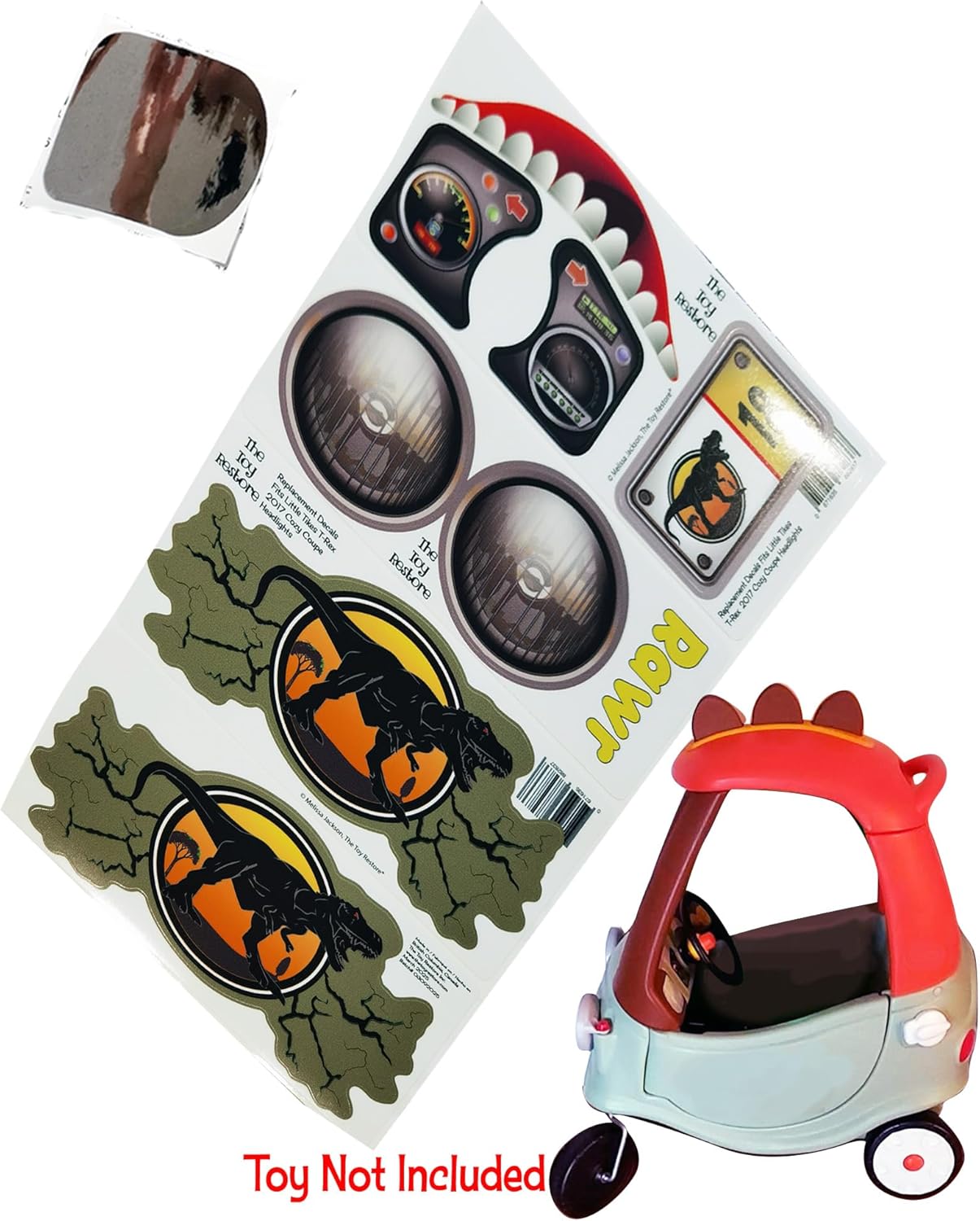 Toy Restore Stickers fits Little Tikes T-Rex Cozy Coupe Car Ride-on Headlights
