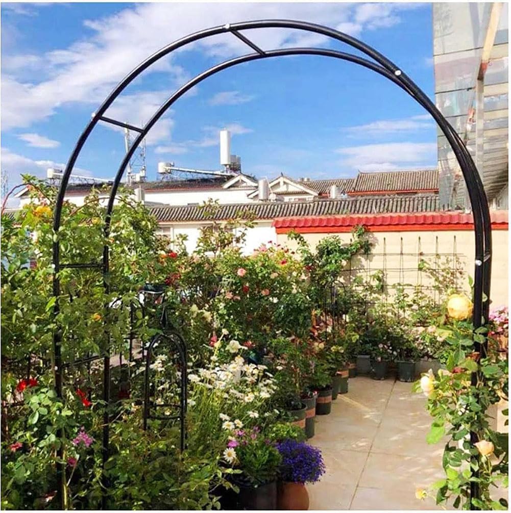 Black Garden Arbor for Various Climbing Plants Metal Arch with Bases Wedding Arch Extra Tall Pergola Trellis Grape Vines Archway,Green,W1.8M*H2.2M
