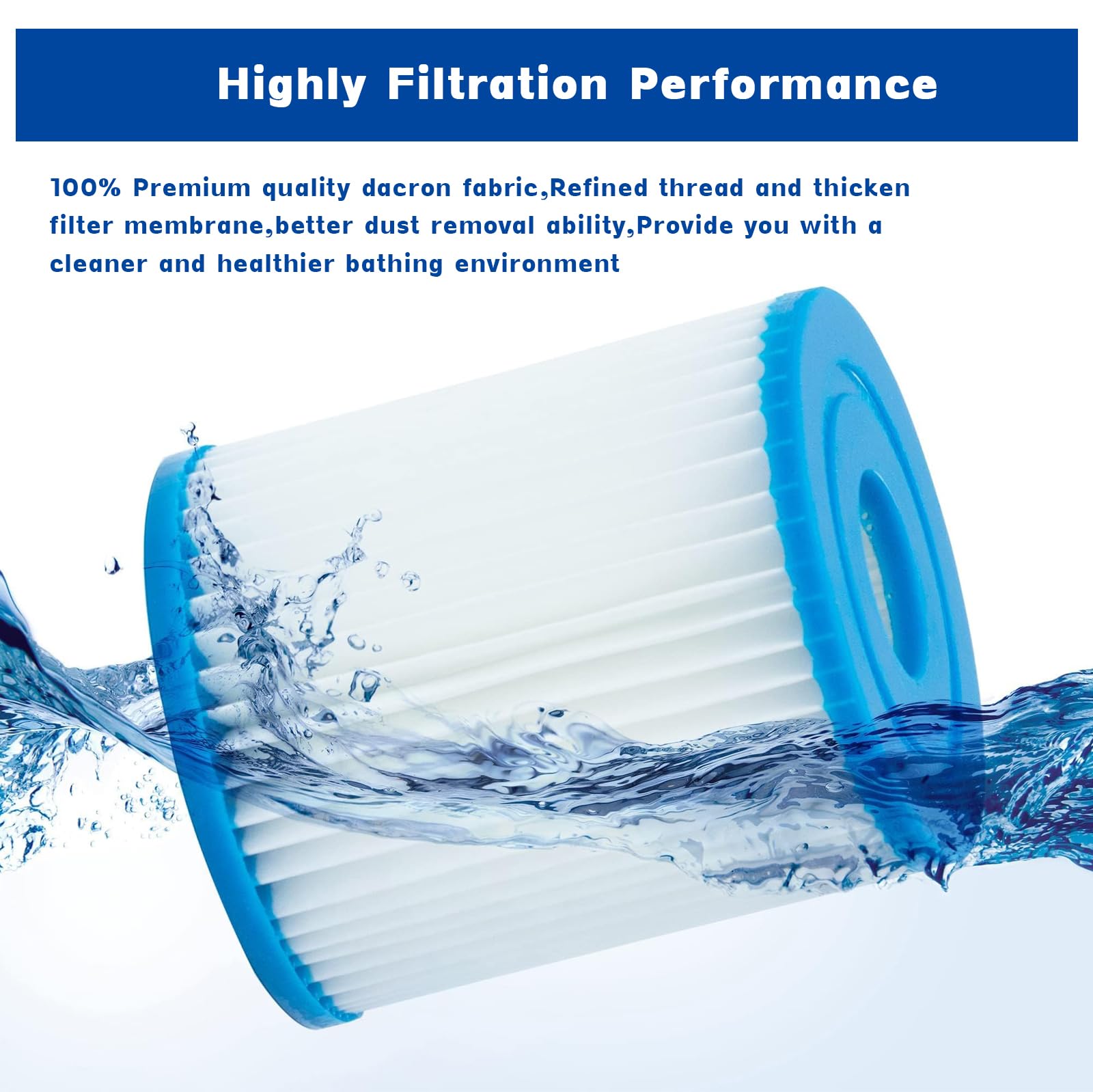 Lot de 8 cartouches filtrantes de type I 58093 pour piscine gonflable Bestway, cartouche filtrante de rechange pour pompe de filtration de 1000 litres par heure, 8,9 x 7,9 cm