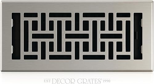 Decor Grates AJH410-NKL Registro de suelo, 4 x 10 pulgadas, níquel