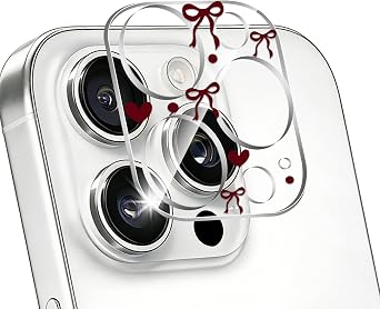 Camera Lens Protector for iPhone 14 Pro/14 Pro Max/15 Pro/15 Pro Max/16 Pro/16 Pro Max,Tempered Glass,9H Hardness,Anti-Scratch,Case Friendly[Does not Affect Night Shots]-Burgundy Bowtie Design