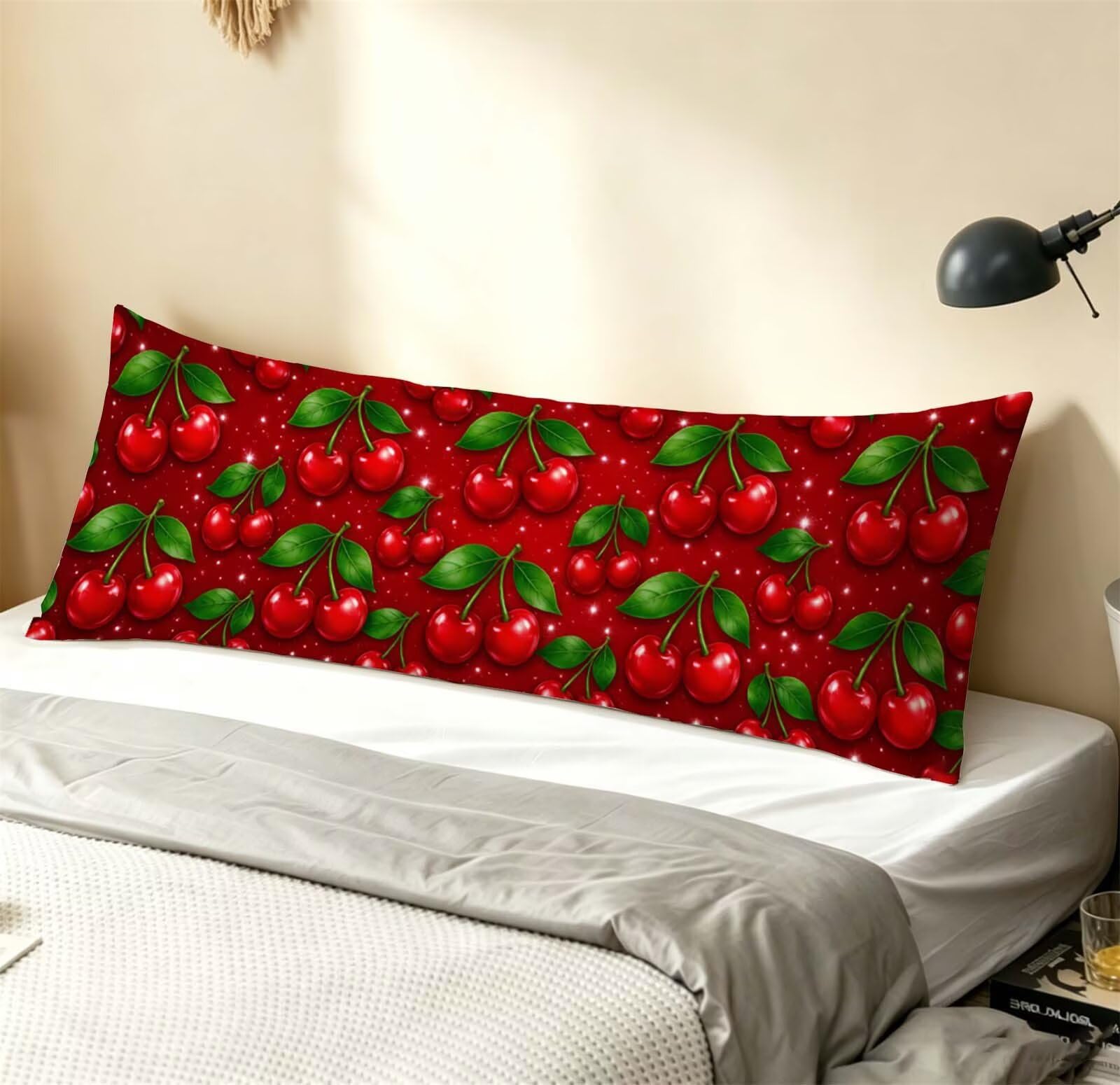 Fodera Cuscino 50 x 150 cm, Rosso-14 Velluto Copricuscini Letto, | con Invisibile Cerniera, Morbida e Traspirante, per biancheria da letto, divano, hotel, chi dorme sul fianco Frutto-3 j-221