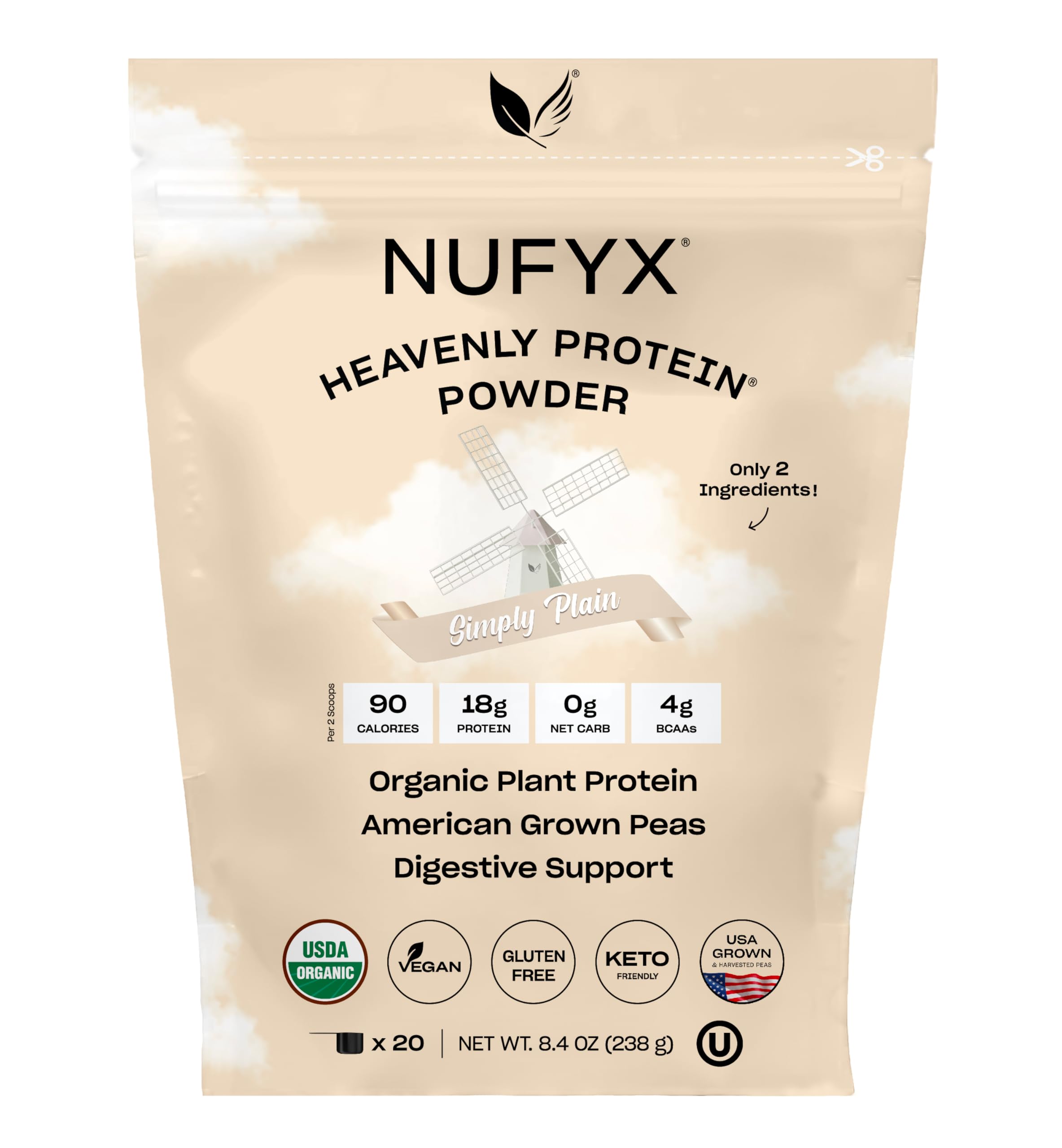 NUFYX Heavenly Protein Powder (Simply Plain, 20 Scoops)