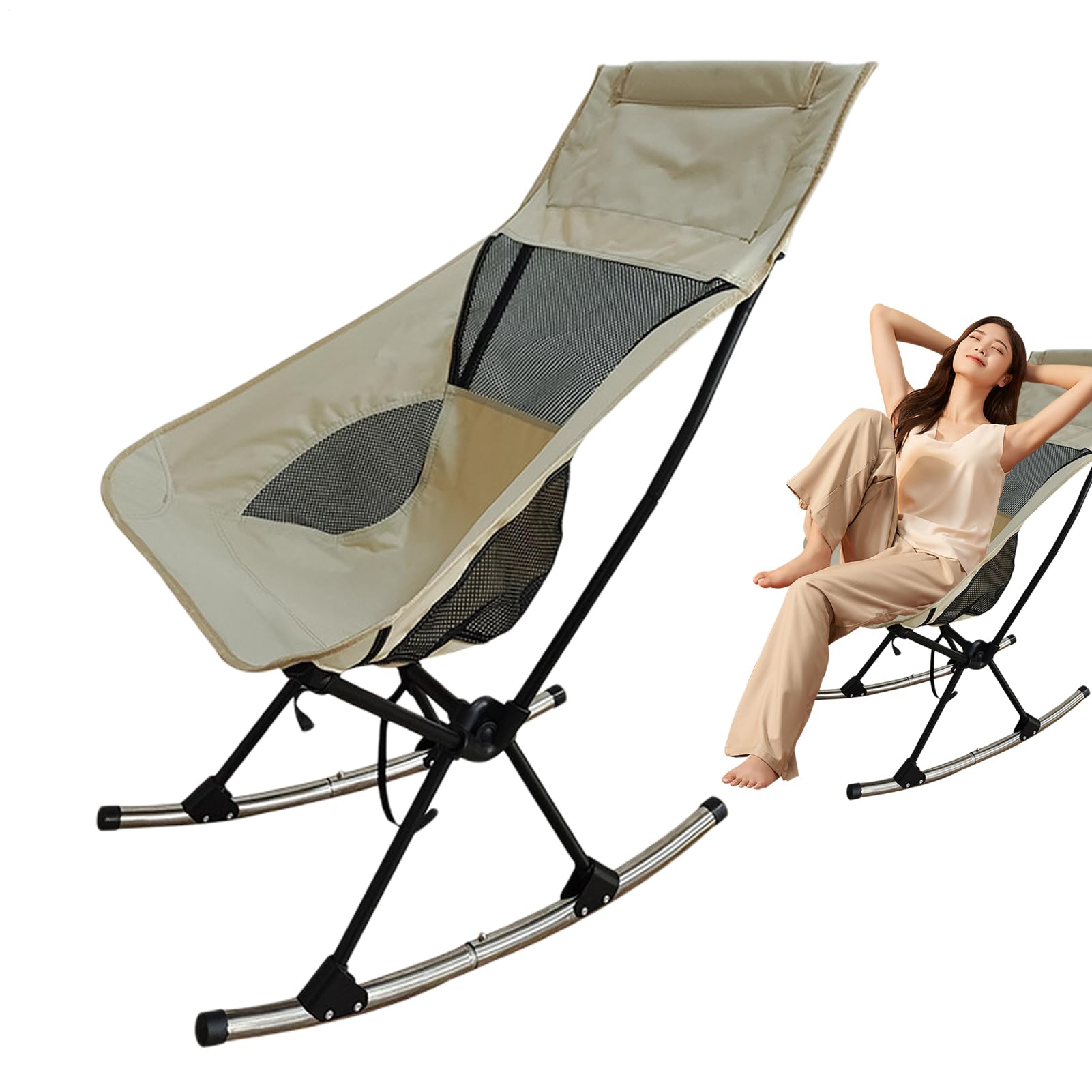 Generico Rocking CampChair Chaise Pliante à Dossier Haut, Tissu Oxford