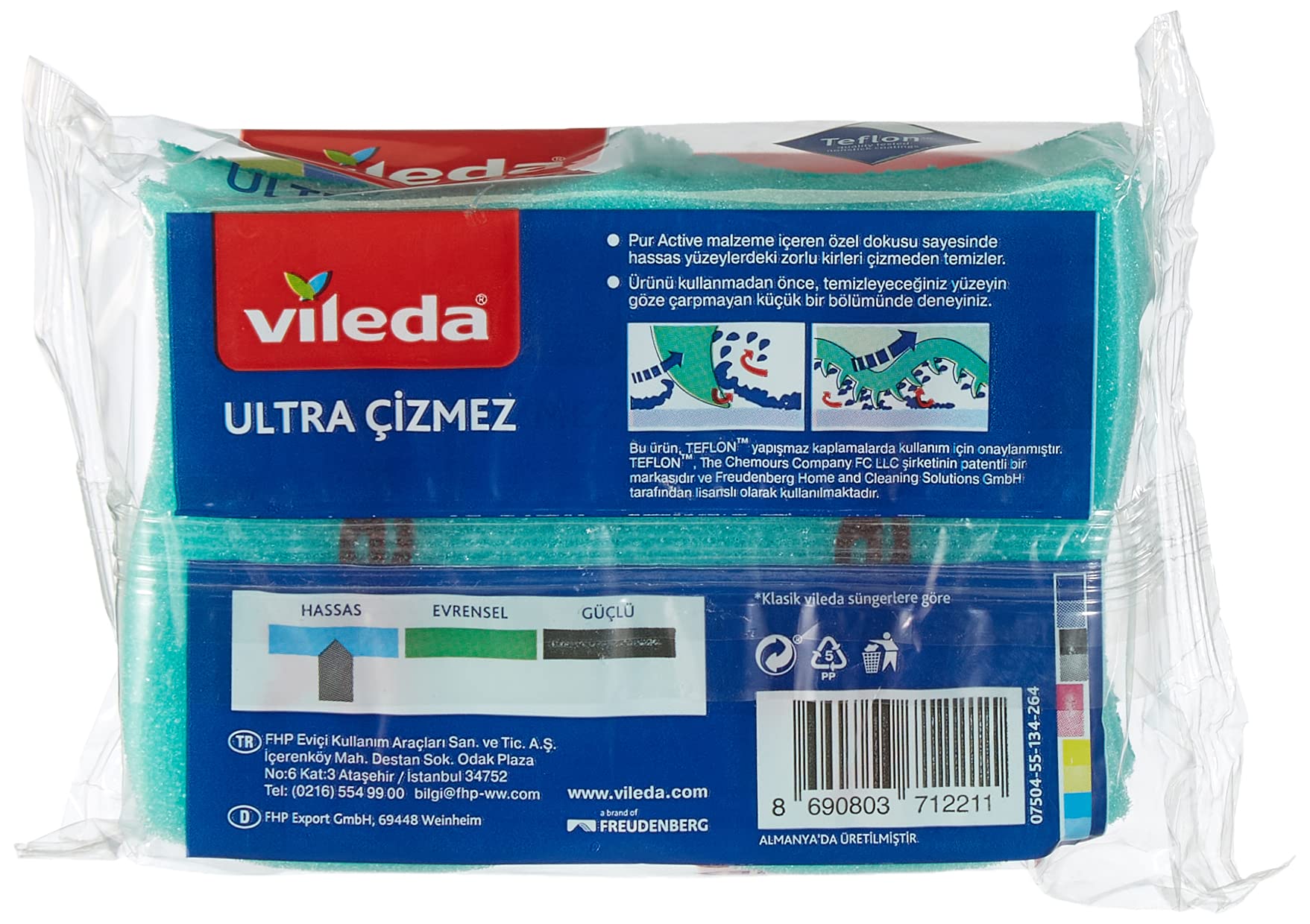 Vileda Çizmez Bulaşık Süngeri, Tırnak Koruyuculu 3lü paket