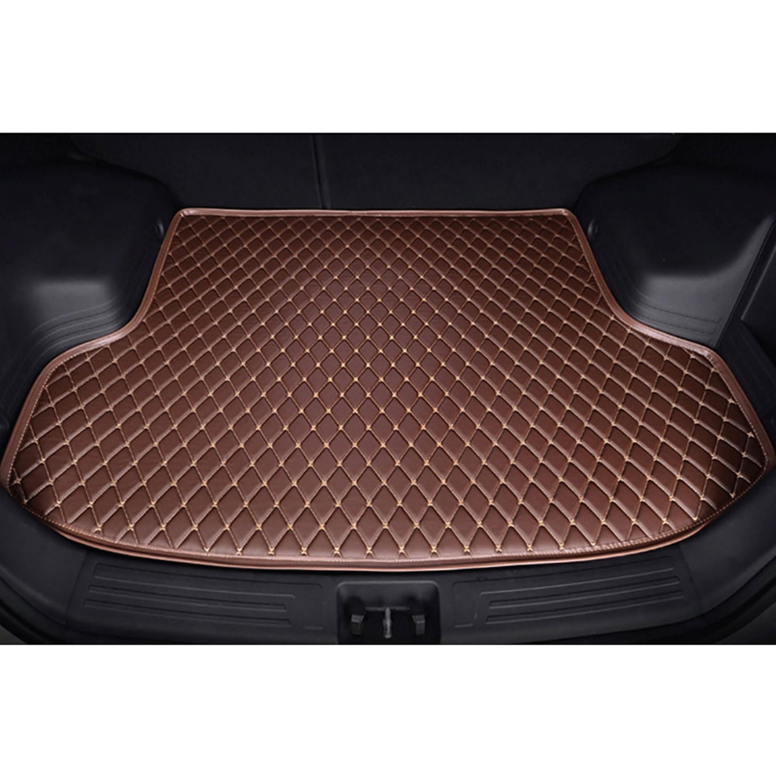 Tailored Car Boot Liner Mat for Skoda Superb 2013-2015, Waterproof Anti-Scratch Non-Slip Leather Car Boot Protector, Car Interior Accessories,Coffee-Low Side