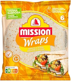 MISSION Weizentortillas mit Dinkel und Hafer speziell für Wraps 370 g Packung mit 3