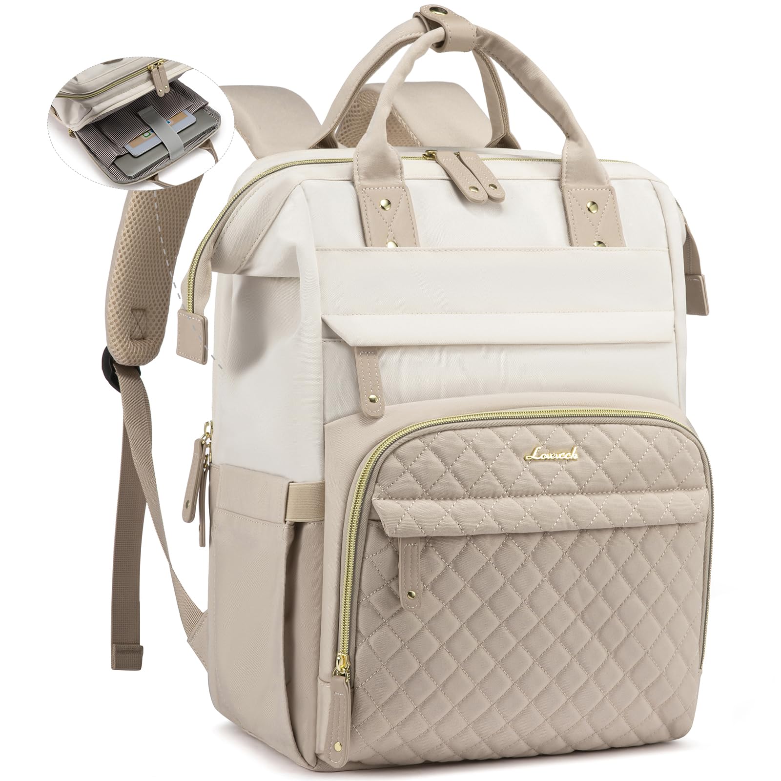 LOVEVOOK Laptop Backpack for Women, 15.6'' Waterproof Nurse Bag Teacher Work Backpack Purse for Women, Travel Computer Backpack for College Office Business Ladies