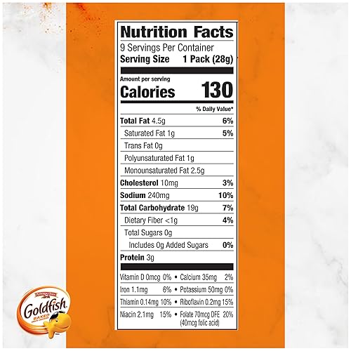Miniatura 2 de Goldfish - Galletas saladas sabor a queso cheddar, bandeja de 9 paquetes de 1 oz cada uno