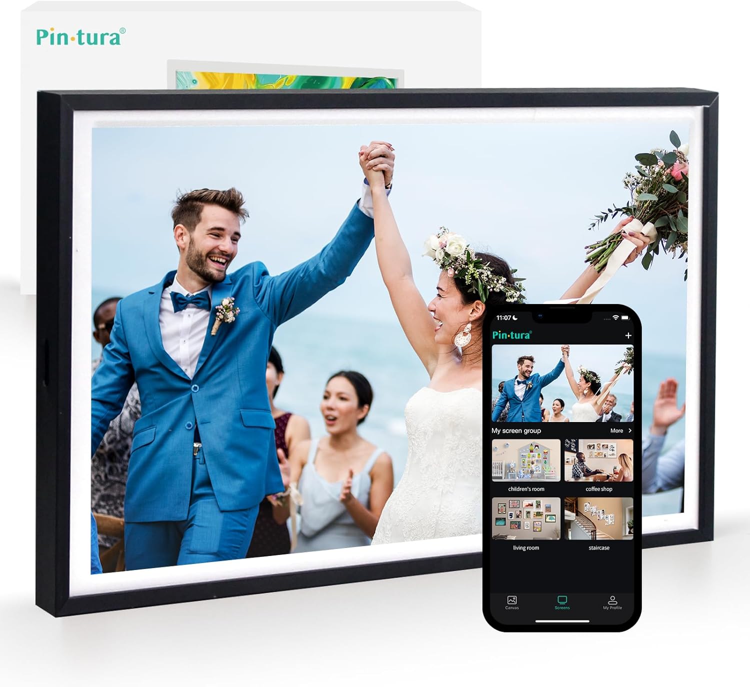 10.1" WiFi Digital Picture Frame - Black Smart Digital Photo Frame 1280x800P FHD IPS Screen, 64GB+8GB Free Cloud Storage, Auto-Rotate Wall/Desk, Wedding, Share Photos Instantly via App