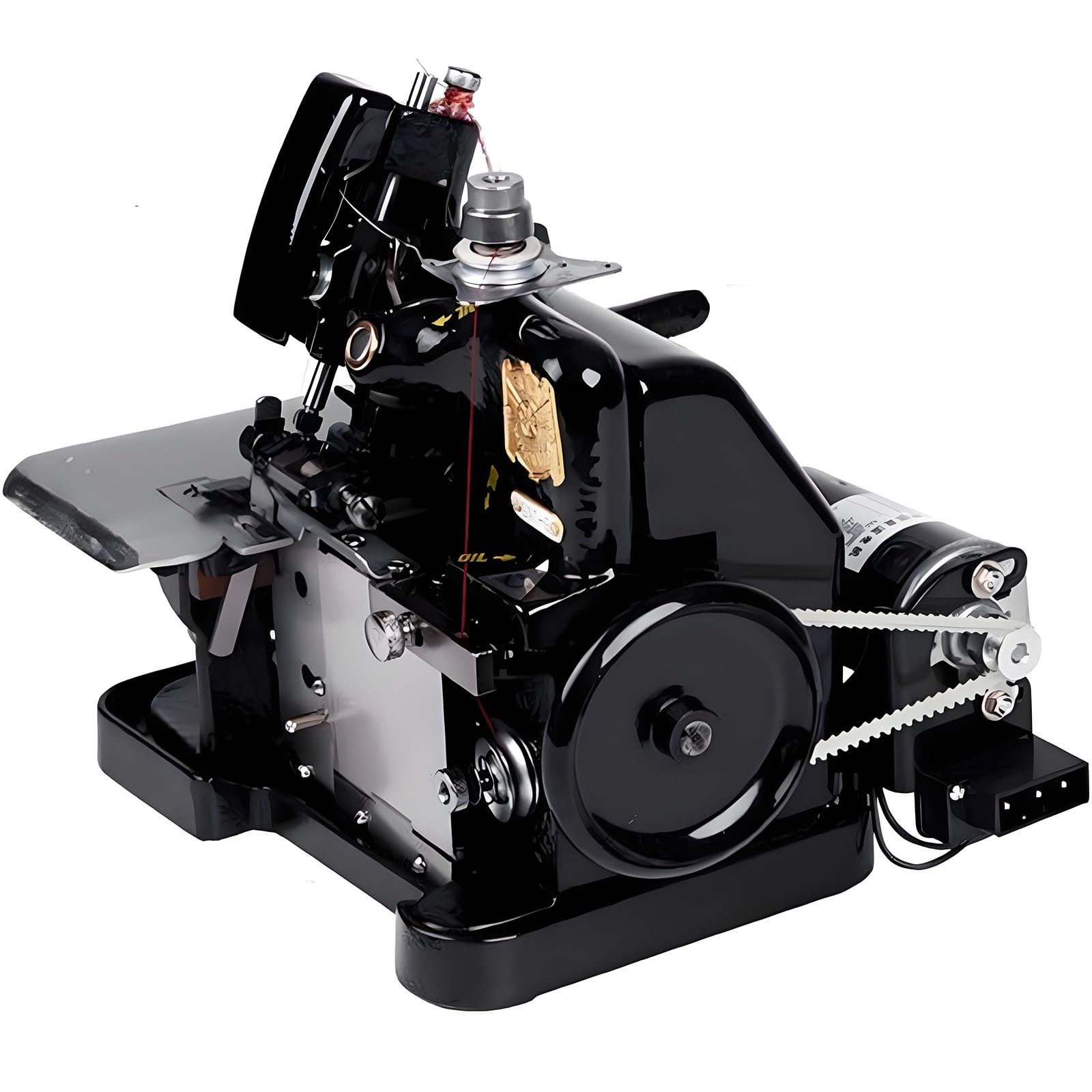MYUYEE Serger Sewing Machine, Handheld Leather Overlocker, Heavy Duty Fabric Coverstitch, Metal Frame Overlock Sewing Machine (Black)