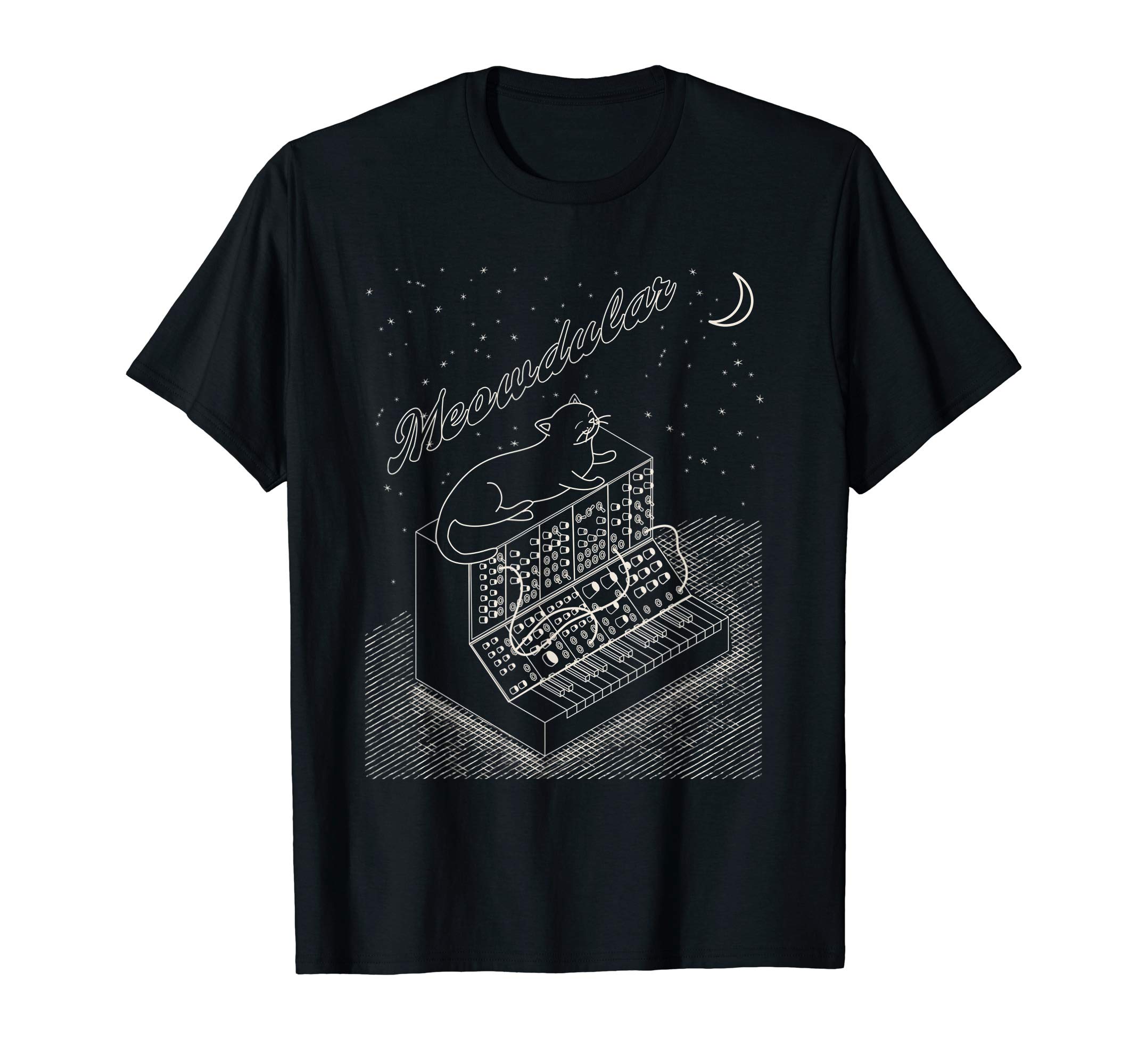 Cat on Analog synthesizer Meowdular by Mewzeek TCat on Modular Synth Funny synthesizer T-ShirtOEKO-TEX STANDARD 100