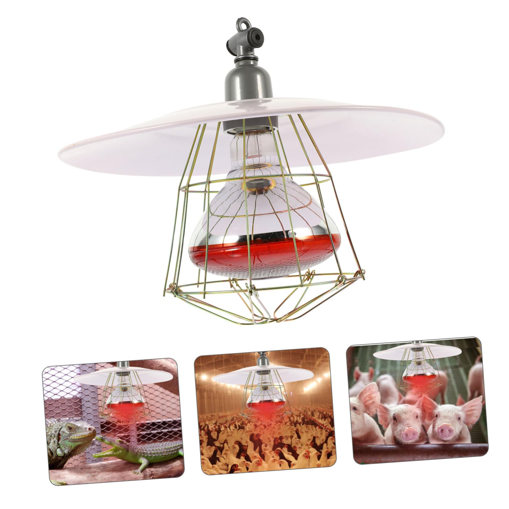 COLLBATH Lampada Riscaldante per Animali da Allevamento Colore Casuale Coprilampada in Metallo e Rete di Protezione, Buona Efficacia Termica e Resistente per Gabbie di Piccoli Suini