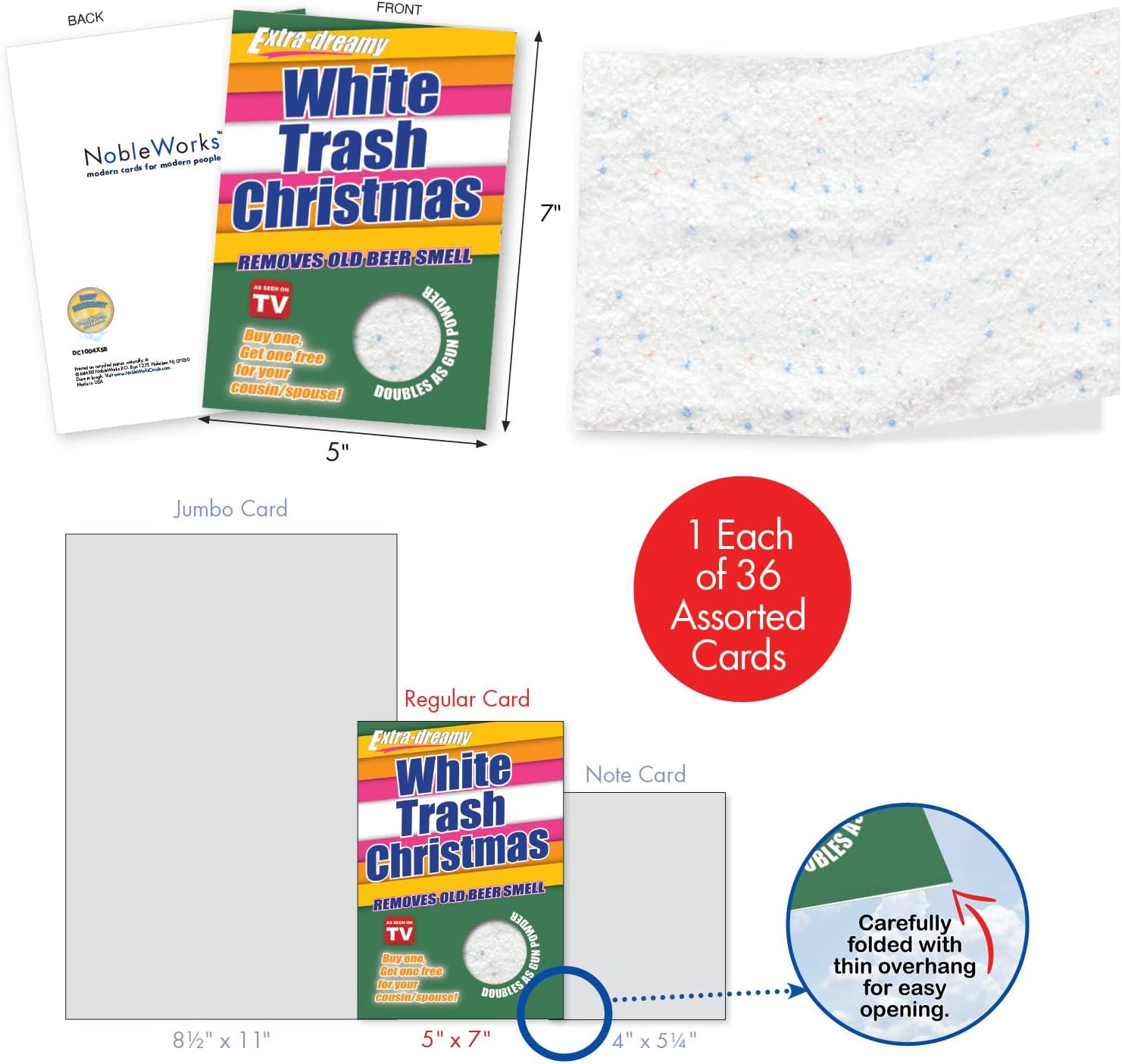 NobleWorks - 36 Assorted Bulk Box Set Humorous Blank Christmas Greeting Cards w/Envelopes (36 Designs, 1 Each) Funny Blank Holiday Variety Pack for Men Women - Humorous Holidays AC7140XSB-B1x36
