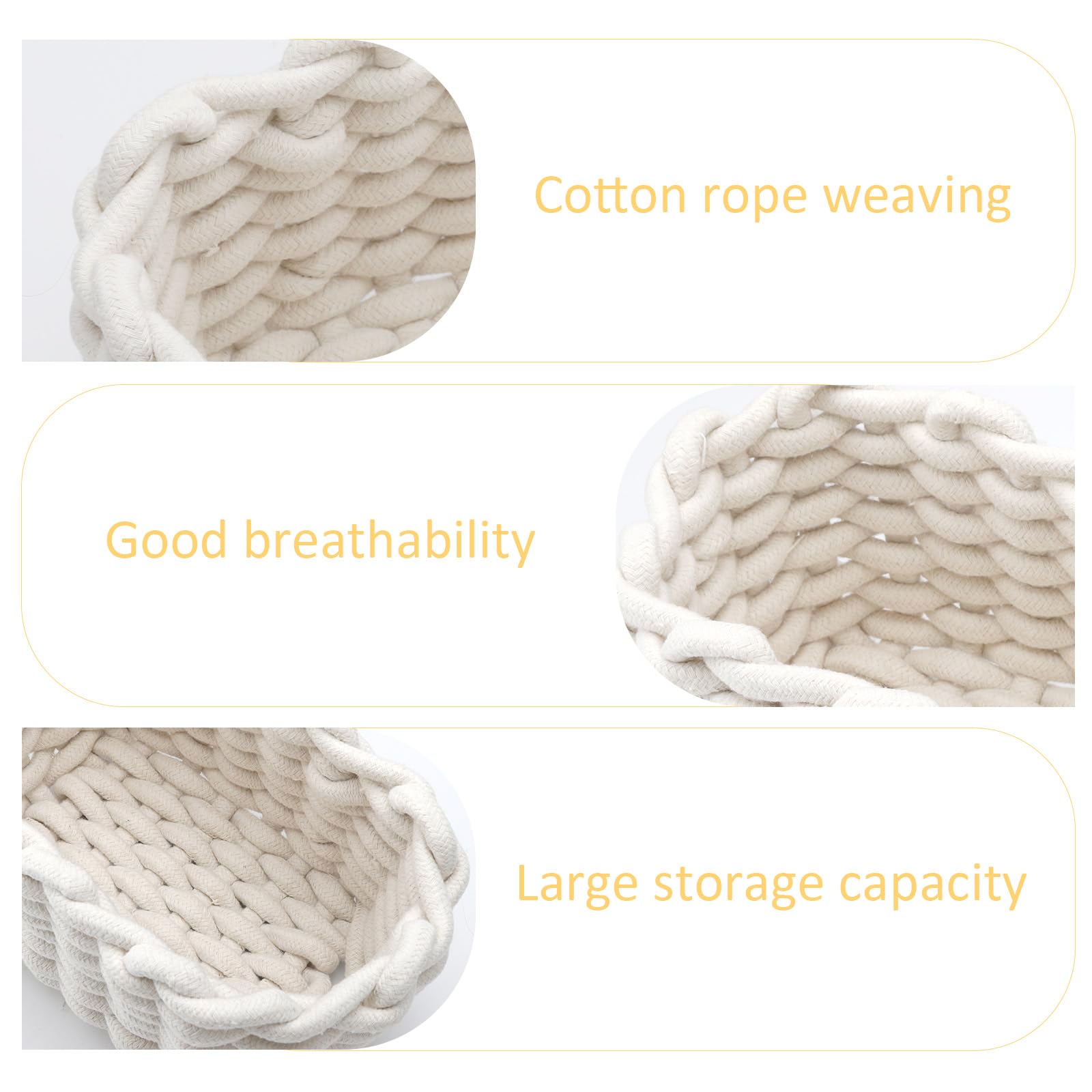 2 Cestini In Cotone Intrecciati - Per Pannolini, Trucco O Oggetti Vari | Morbidi E Leggeri | Bianchi - Foto 3