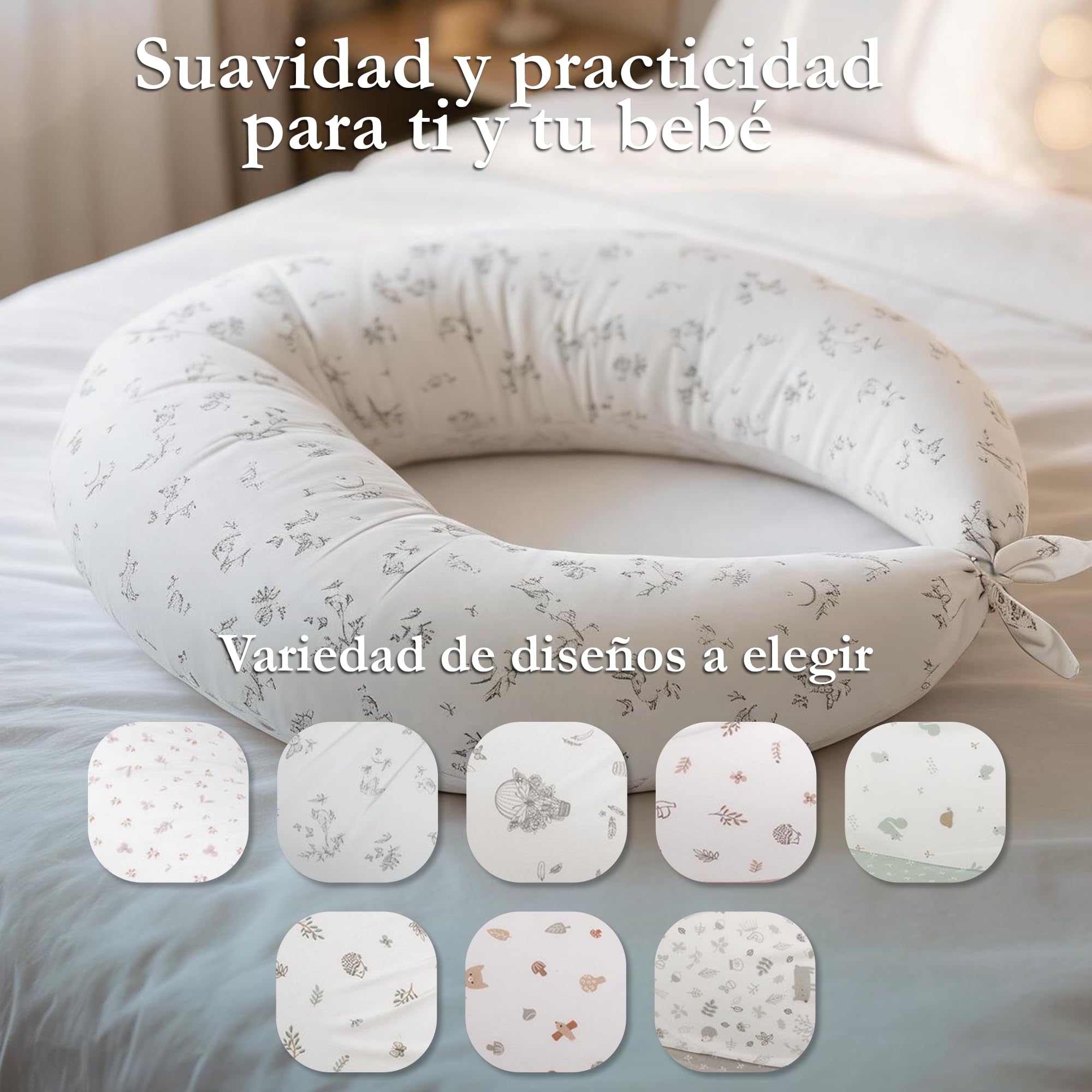 Cambrass-cojín Lactancia bebé en Forma de Media Luna-Almohada para Embarazadas-Almohada de Lactancia con Relleno de microperlas Que proporcionan un Mejor Descanso y Relax- 80x185x16 cm Plumeti Rosa