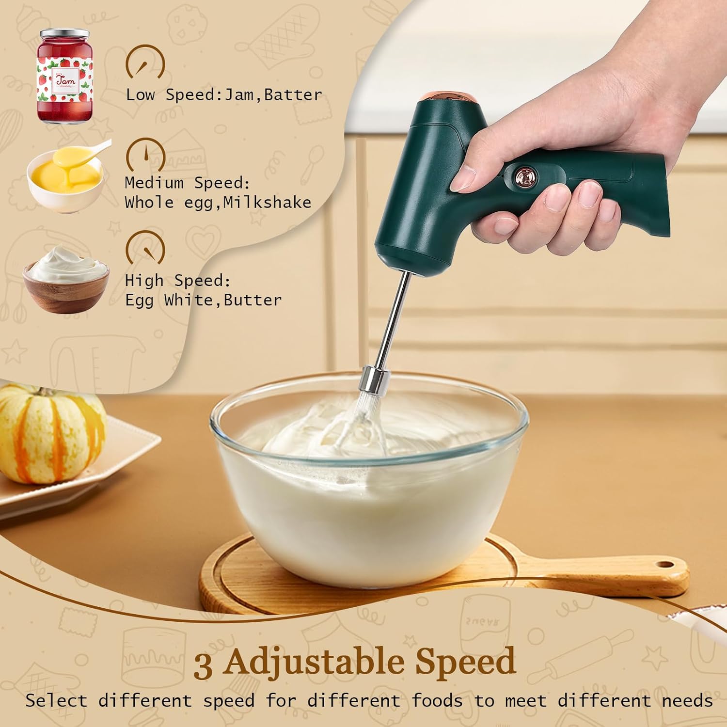250ML Electric Garlic Chopper and Cordless Hand Mixer Bundle