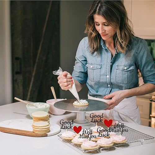 Miniatura 6 de Paquete de 24 adornos para cupcakes con purpurina roja con diseño de corazón de amor de buena suerte, temática de jubilación, decoración para tartas