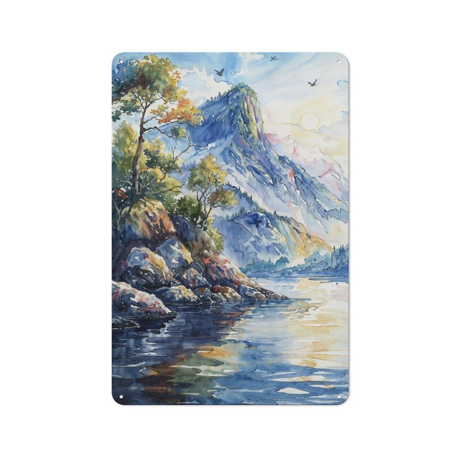Junmoney Majestic Mountain Lake Tin Sign 30X20cm For Café Or Home Bar, Rustic Wall Decor, For Garage, Workshop And Man Cave Decoration