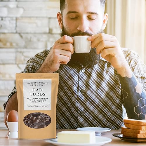 Miniatura 5 de Dad Turds - Almendras de chocolate gourmet  Almendras de chocolate negro Kepperton espolvoreadas de cacao, regalos divertidos de dulces para
