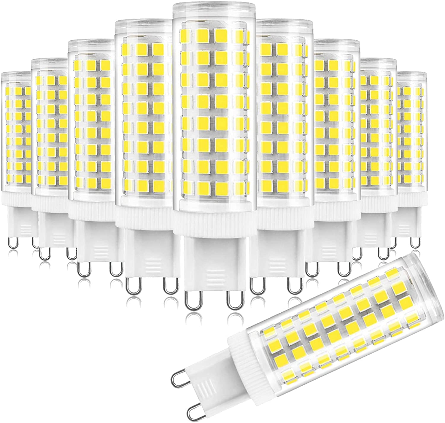 G9 Bombillas LED, 1000LM Bombilla LED G9 10W equivalente a bombillas halógenas de 80W, No Regulable AC 220V Sin parpadeo, Ángulo de haz de 360° Lámpara LED G9 para luces de techo,Cold white,10 Pack