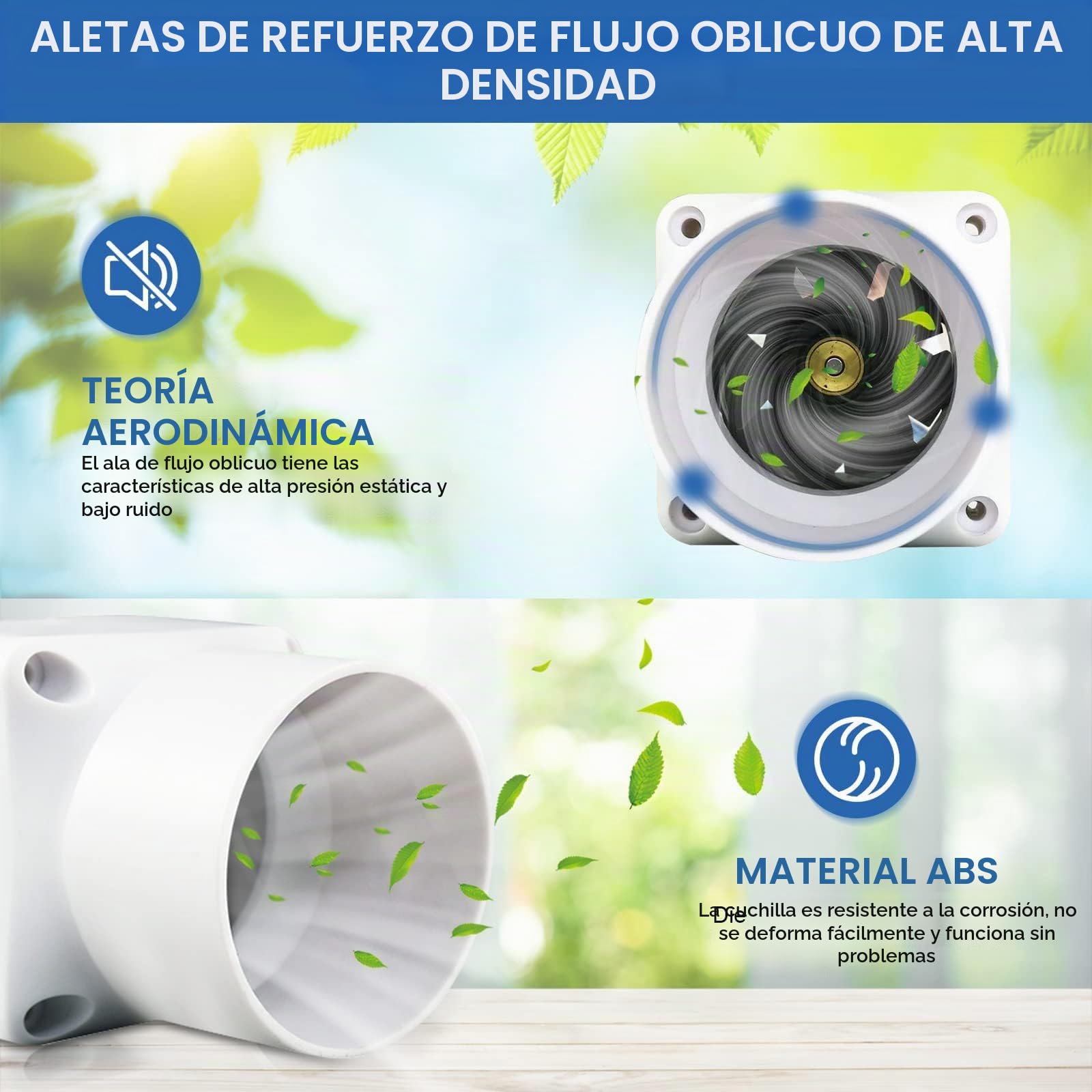 Ventilador de conducto de 2'', pequeño extractor de aire para baño, de flujo mixto, para oficina, baño, aseo, cocina, invernadero, Ø50 mm, 36 m³/h