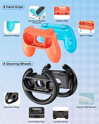 32-in-1 Accessories Bundle for Nintendo Switch 2,Family Games Kit: Carrying Case,Charging Dock for Joycon Switch 2 Controller,Tempered film,Steering Wheels,Grips,Protective Cover