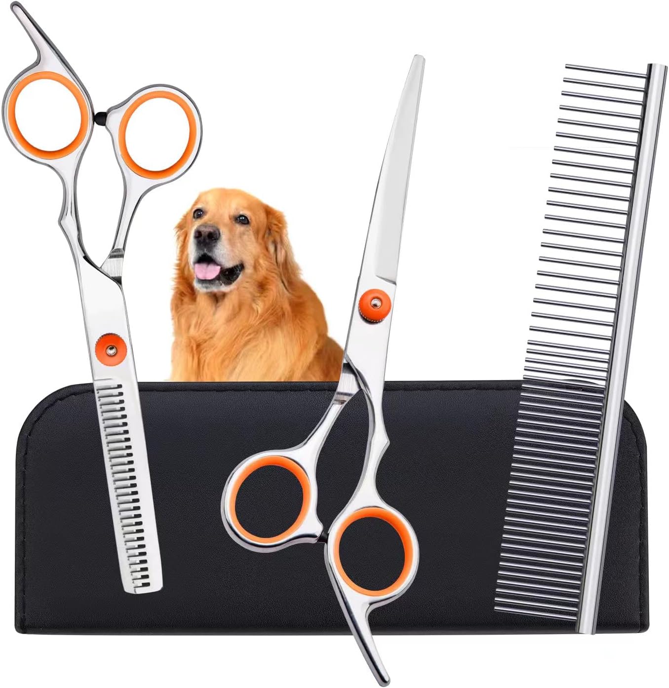 Dog Grooming Scissors Colorful Pet Trimming Scissors Set Professional Grooming Barber Scissors Kit 7 inch Stainless Steel Shears for Grooming and Hair Cutting