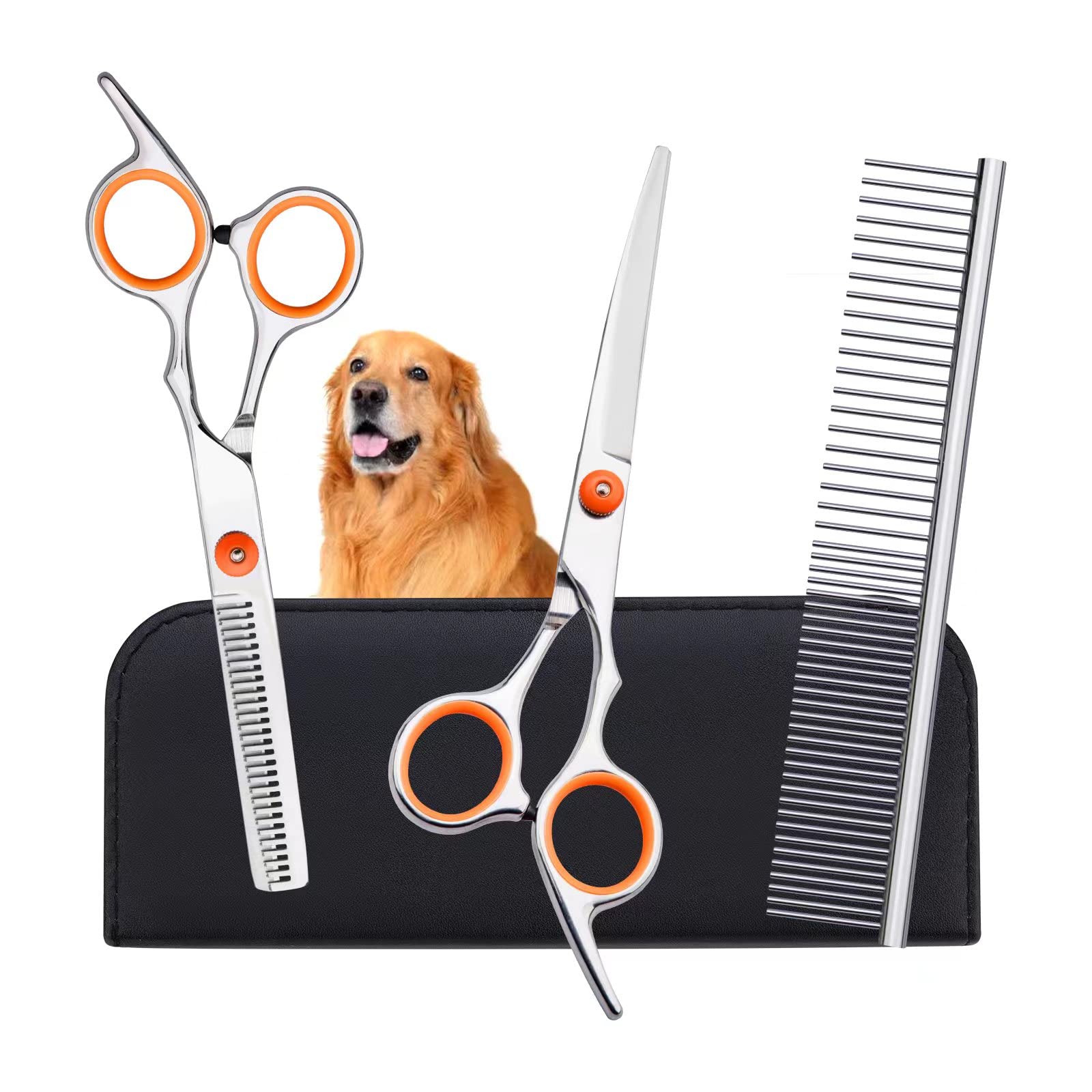 Dog Grooming Scissors Colorful Pet Trimming Scissors Set Professional Grooming Barber Scissors Kit 7 inch Stainless Steel Shears for Grooming and Hair Cutting