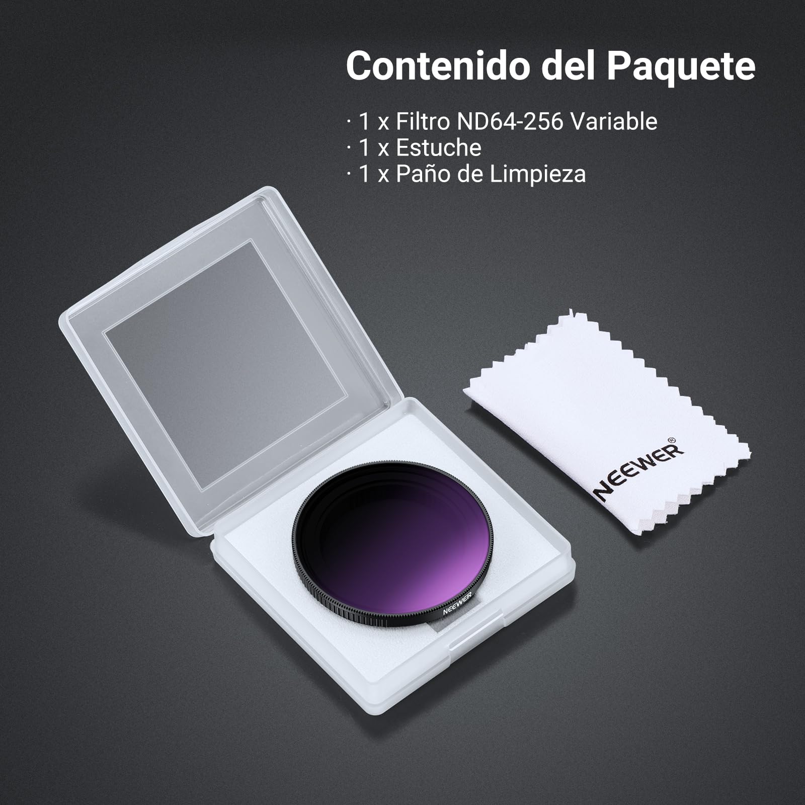 NEEWER Variable ND Filtro Compatible con dji Osmo Action 5 Pro/4/3, ND64-256 6-8 Pasos Snap On Cristal Óptico HD Vidrio Multicapa Densidad Neutra Action CAM Objetivos Filtro Accesorios