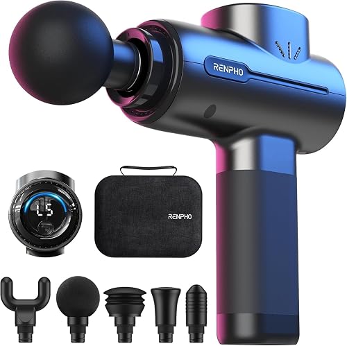 Pistolet de massage 3200 tr/min, 5 têtes et étui RENPHO