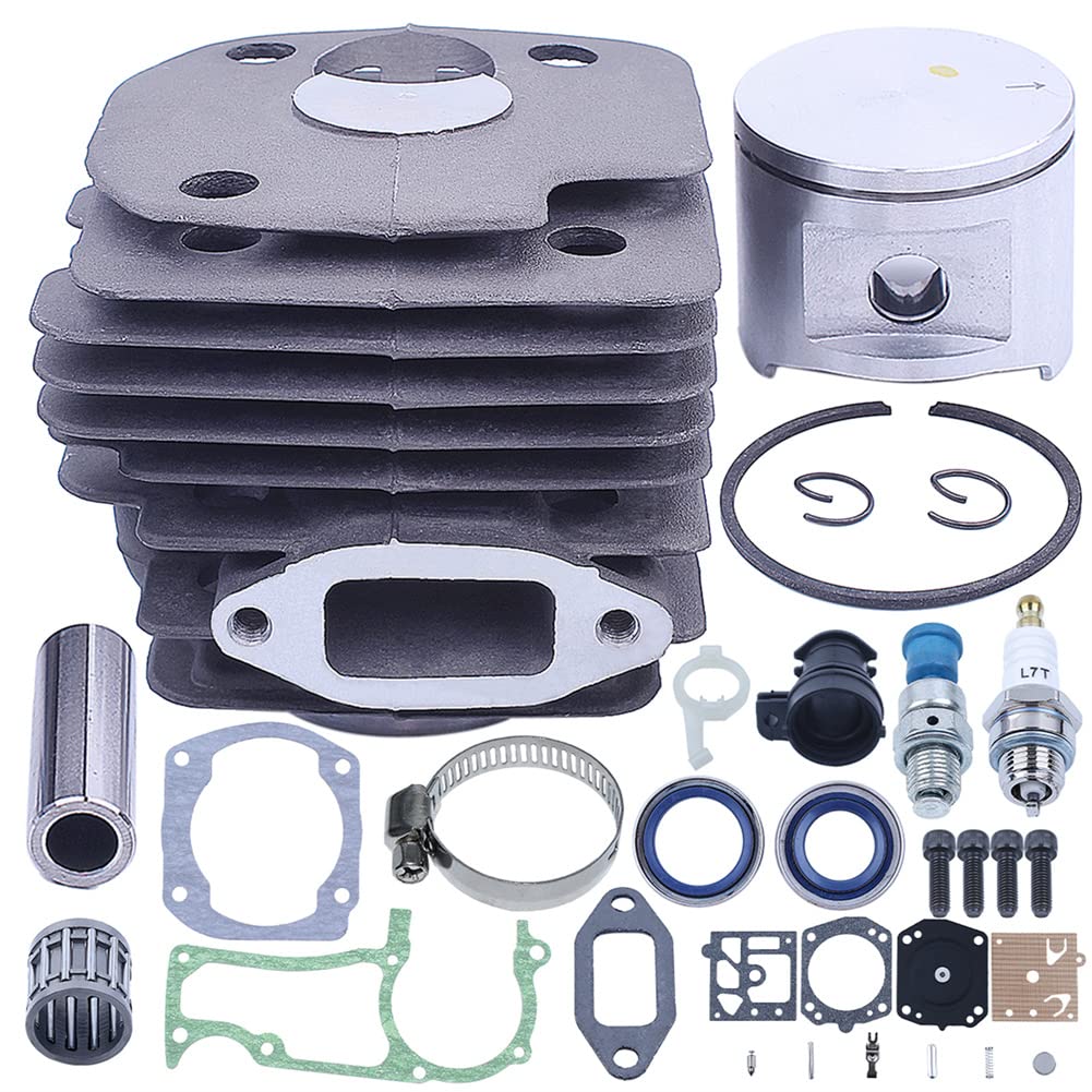 Kit de pistón de Tarjeta de 52 mm de diámetro Interior del Cilindro, para Pieza de Motosierra para Jonsered 2063 2065 2071, para Motosierra para Husqvarna 372, 372Xp, 371, 365, 362, 503691072