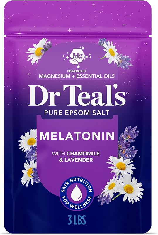 Epsom Salt Magnesium Soak, Sleep Blend with Melatonin, Lavender & Chamomile Essential Oils, 3 lbs
