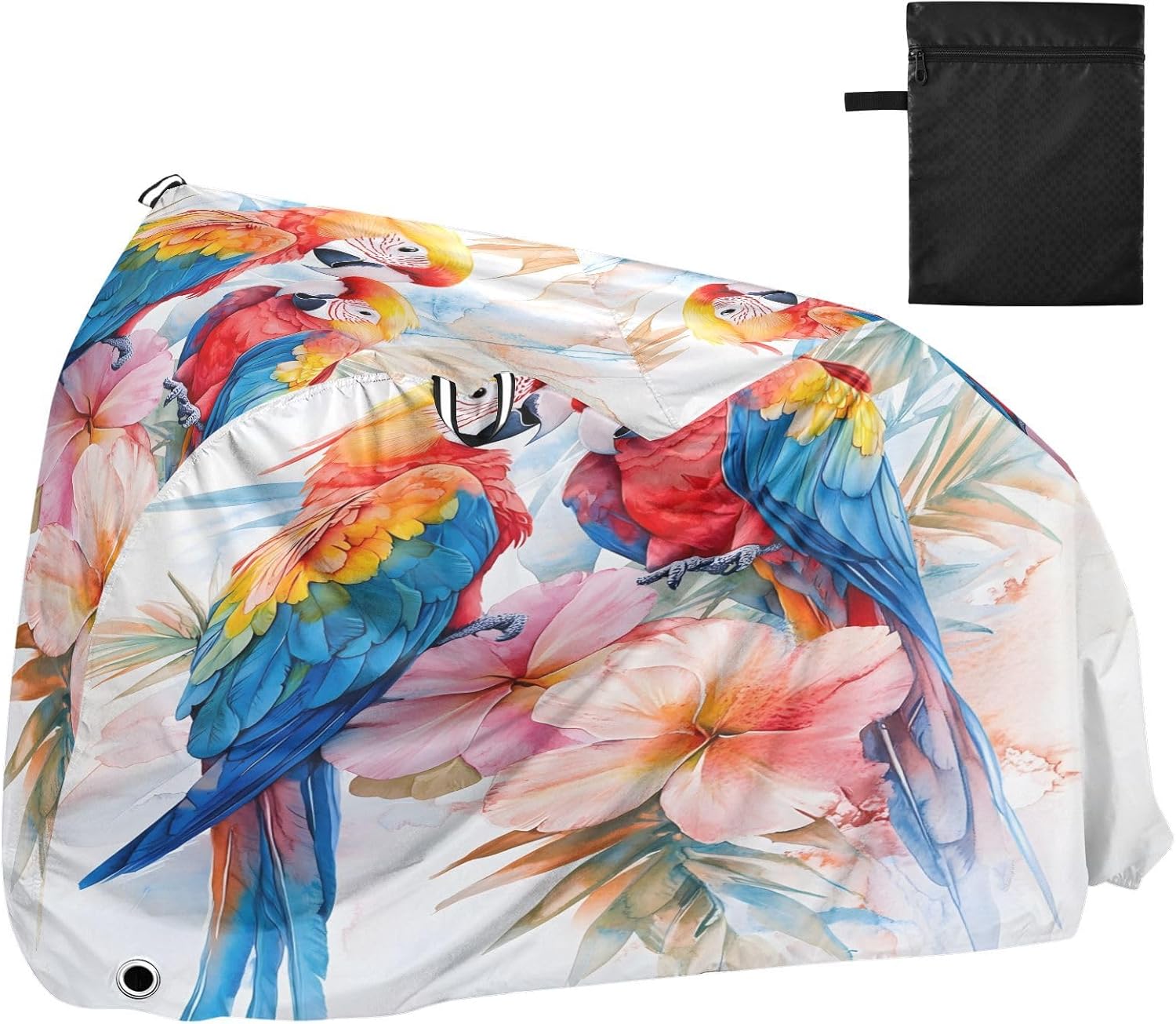 ALAZA Watercolor Parrots Tropical Bike Cover Waterproof Outdoor Ebike Bicycle Covers Tarp Protection for 1/2 Bikes, Sun UV Dust Wind Proof