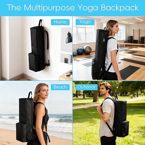 Miniatura 6 de Bolsa para esterilla de yoga, bolsa para esterilla de yoga con bolsillos y correa ajustable, mochila ligera e impermeable para esterilla de yoga