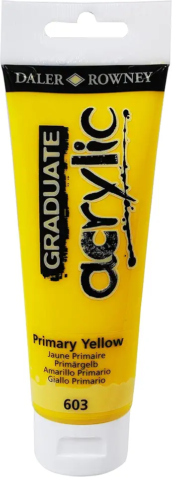 DALER ROWNEY Graduate Acrylic, Tinta Acrilica em Bisnaga de 120ml, Cor Amarelo Primário (603)