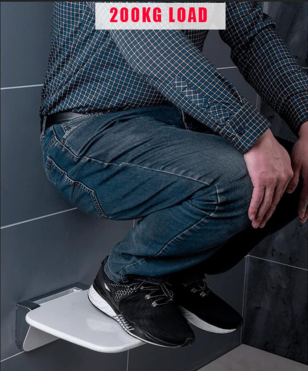 Asiento Abatible para Ducha Cómodo Asistente De Baño,montado En La Pared Anciana Mujer Embarazada Silla Plegable Montada En La Pared Carga Máxima 200 Kg, 35 * 27,5 Cm