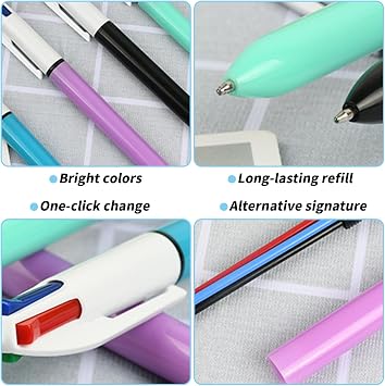 7 Pack 4 Colour Pens Multi Coloured Pen All in One, 4 in 1 Multi Pen Set Retractable Ballpoint, Medium 1.0mm Ink for School Office Kids Gifts