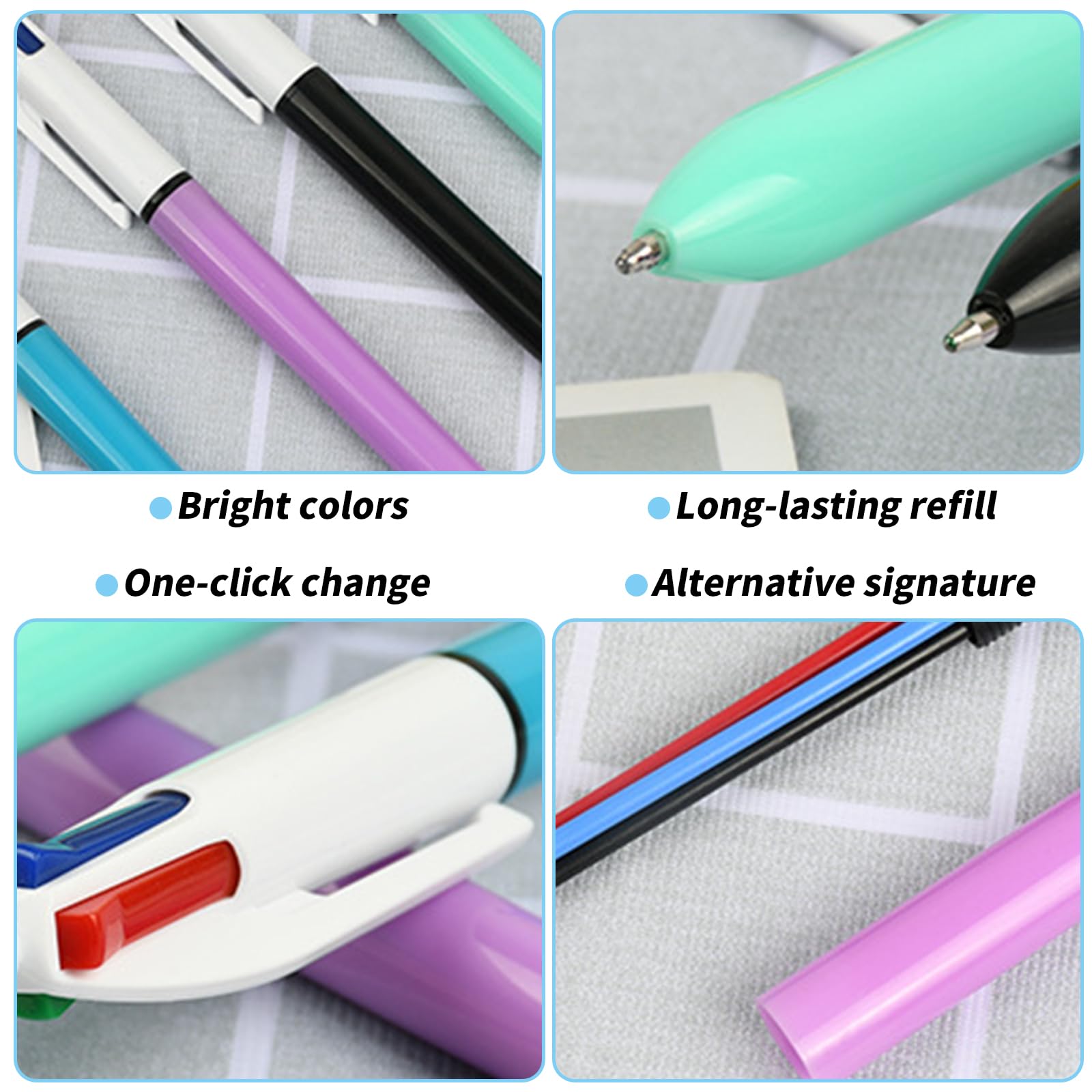 7 Pack 4 Colour Pens Multi Coloured Pen All in One, 4 in 1 Multi Pen Set Retractable Ballpoint - Image 4